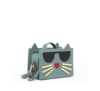 Susu Leather Cat Purse Crossbody Mineral Blue