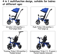 4-in-1 Kids Tricycle with Adjustable Push Handle