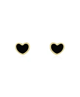 The Lovery Mini Onyx Heart Stud Earrings 14K Gold