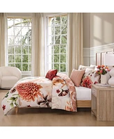 Bebejan Hazy Blossom 100% Cotton Sateen 5 Piece King Size Reversible Comforter Set