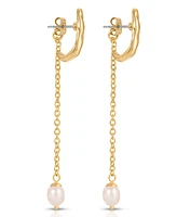 Ettika Linear Lux Cultivated Pearl Drop Earrings