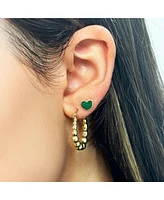 The Lovery Mini Malachite Heart Stud Earrings 14K Gold