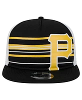 New Era Men's Black Pittsburgh Pirates 9FIFTY A-Frame Trucker Snapback Hat