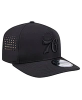 New Era Men's Black Philadelphia 76ers Vented 9FIFTY A-Frame Snapback Hat