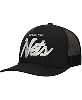 Mitchell & Ness Men's Black Brooklyn Nets Script Trucker Adjustable Hat