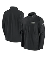 Nike Men's Black New York Jets Sideline Coach Half-Zip Jacket