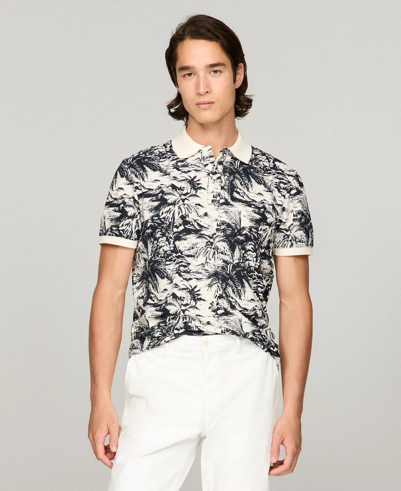 Tommy Hilfiger Men's Regular-Fit Linen-Blend Tropical Polo Shirt