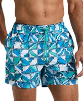 Original Penguin Men's Slim-Fit Geometric Swim Trunks