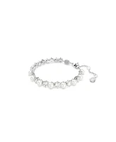 Swarovski Crystal Cultivated Pearl Round Cut Tennis Bracelet
