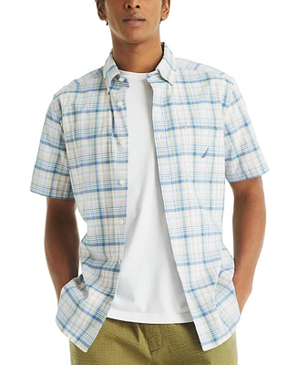 Nautica Men's Short Sleeve Plaid Button-Down Shirt