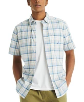 Nautica Men's Short Sleeve Plaid Button-Down Shirt