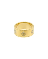 Adornia Tarnish Resistant Gold Crystal Clover Band Ring