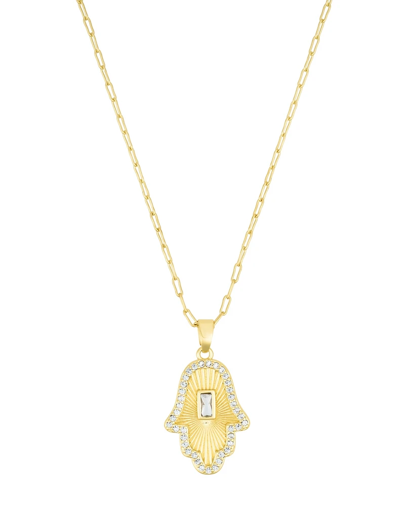 Adornia Gold Adjustable Crystal Baguette Stone Hamsa Necklace