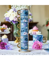 Bialetti Bridgerton Stackable Porcelain Cups, Set of 6