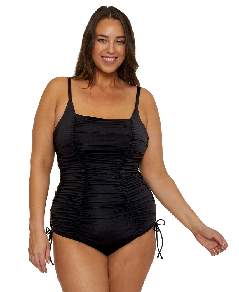 Becca Etc Women's Color Code Shirred One-Piece Swimsuit