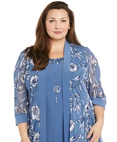 R & M Richards Plus 2-Pc. Printed Jacket Necklace Dress Set