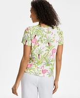 Charter Club Women's Palm Beach Printed Linen-Blend Crewneck T-Shirt, Exclusively at Macy's