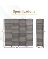 4-Panel Folding Privacy Screen with Hand-Woven Pattern Stylish Room Divider for Home, Office, or Living Room