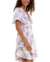 B Darlin Juniors' Flutter-Sleeve Fit & Flare Dress