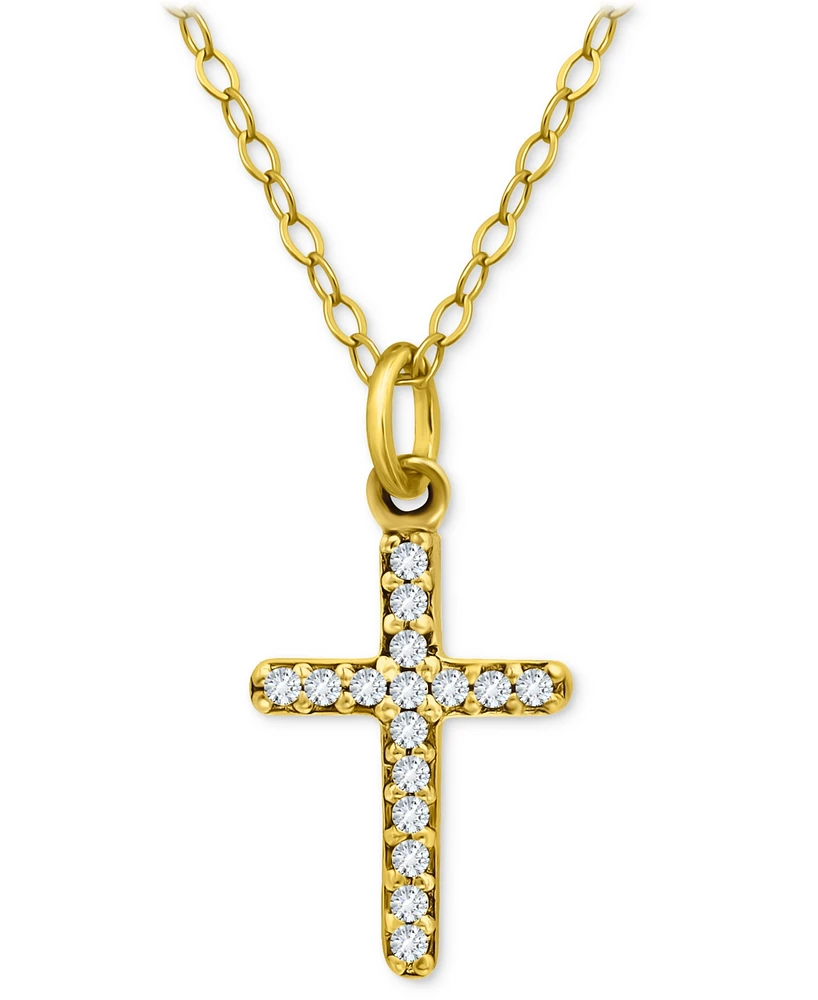 Giani Bernini Cubic Zirconia Cross Pendant Necklace, 16" + 2" extender, Exclusively at Macy's
