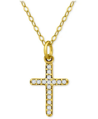 Giani Bernini Cubic Zirconia Cross Pendant Necklace, 16" + 2" extender, Exclusively at Macy's