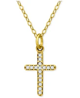 Giani Bernini Cubic Zirconia Cross Pendant Necklace, 16" + 2" extender, Exclusively at Macy's