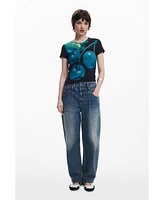 Desigual Women's Cherry Perkins collar T-shirt