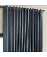 Half Price Drapes Reverie Blue Extra Wide Textured Faux Linen Room Darkening Curtain