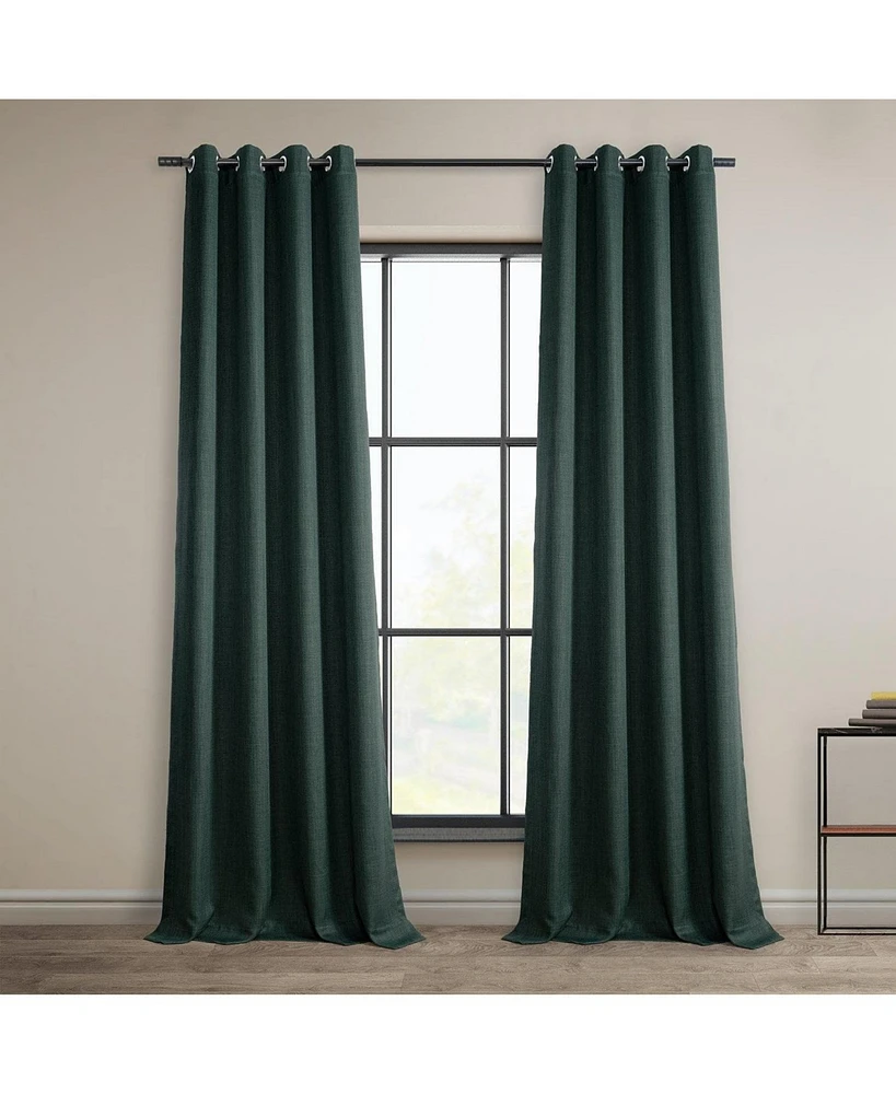 Half Price Drapes Focal Green Grommet Textured Faux Linen Room Darkening Curtain