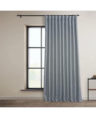 Half Price Drapes Heather Grey Extra Wide Textured Faux Linen Room Darkening Curtain