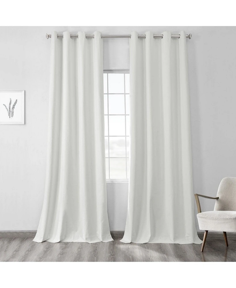 Half Price Drapes Starlight Off White Grommet Thermal Cross Linen Weave Blackout Curtain