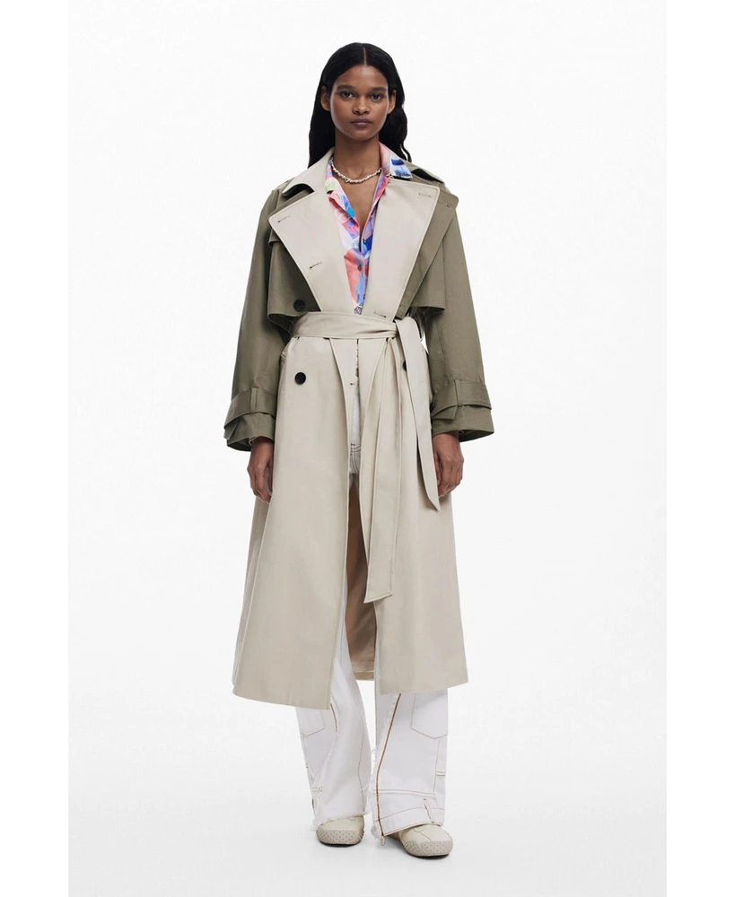 Desigual Women's Detachable two-tone trench coat