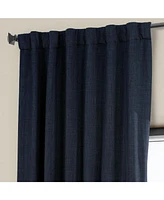 Half Price Drapes Nightfall Navy Textured Faux Linen Room Darkening Curtain