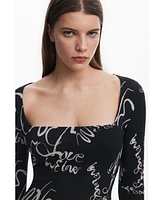 Desigual Women's Square neckline dress Lettering