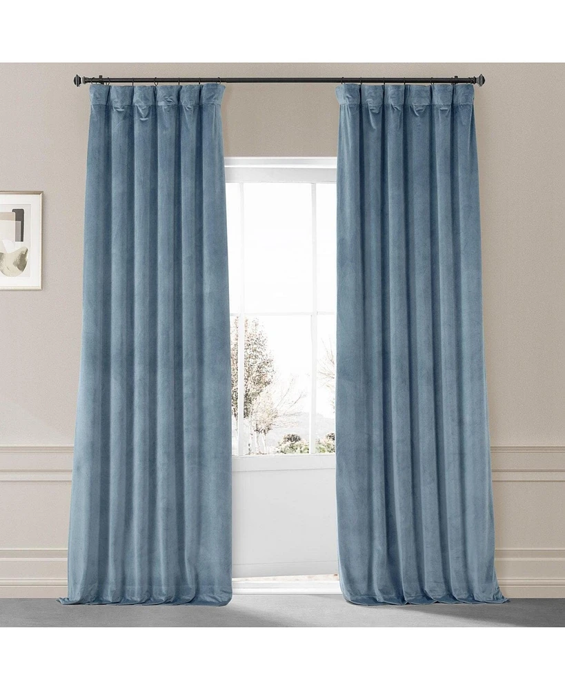 Half Price Drapes Copenhagen Blue Signature Plush Velvet Hotel Blackout Curtain