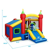 7-in-1 Kids Inflatable Bounce House with Ocean Balls Ultimate Outdoor Playset for Fun