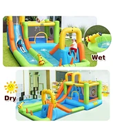 8-in-1 Inflatable Water Slide Park & Bounce House Ultimate Outdoor Playset for Kids