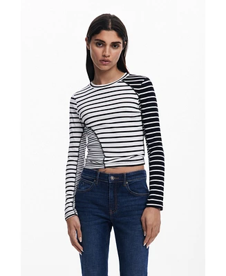 Desigual Women's Asymmetric striped T-shirt