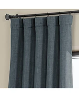 Half Price Drapes Reverie Blue Textured Faux Linen Room Darkening Curtain