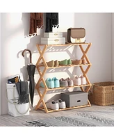 4-Tier Foldable Shoe Rack with Slatted Shelves Space-Saving and Stylish Storage for Shoes