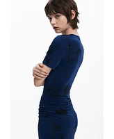 Desigual Women's Asymmetric postcard dress