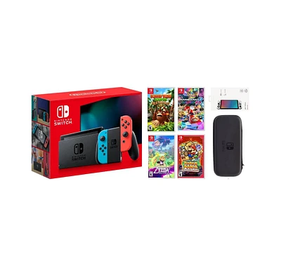 Nintendo Switch Kids Bundle With Donkey Kong, Zelda, Mario Kart, Paper Mario & Accessories