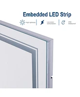 Luvodi 41.3 x 19.7 In Rectangular Led Backlit Illuminated Bathroom Mirror Wall Mounted Makeup Mirror