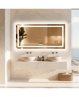 Luvodi 47 x 23 In Large Bluetooth Led Bathroom Mirror Smart Wall Vanity Mirror Anti-Fog