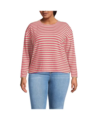 Lands' End Women's Plus Long Sleeve Mariner Jersey Crewneck Tee