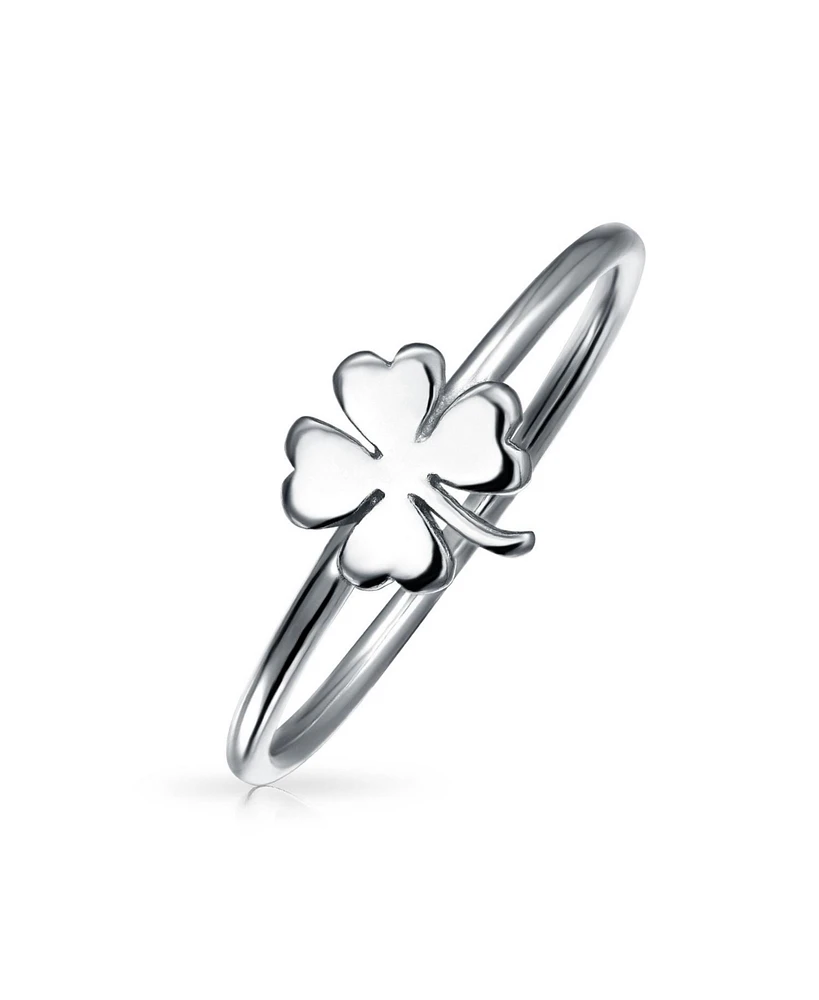 Bling Jewelry Delicate Celtic Shamrock Clover Silver Ring for Good Luck Oxidized Sterling