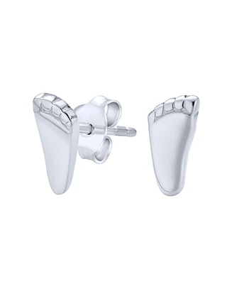 Bling Jewelry Tiny Feet Foot Print Shaped Stud Earrings Silver Plated .925 Sterling Silver