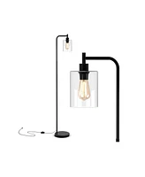 Modern Floor Lamp with Hanging Glass Lampshade and Foot Switch