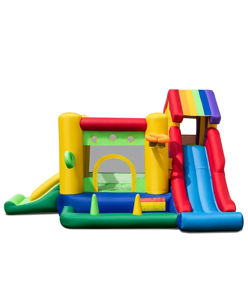 Inflatable Bounce Castle with Double Slides and 735W Blower