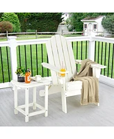 Gymax 2PC Patio Folding Adirondack chair Side Table Cup Holder Poolside